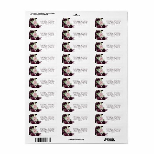 Moody Passions | Dramatische Paarse Wijn Roos Adre Etiket (Full Sheet)