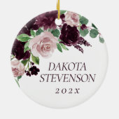 Moody Passions | Dramatische Paarse Wijn Roos Cust Keramisch Ornament (Achterkant)