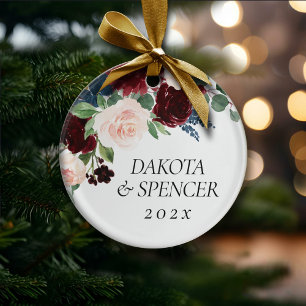 Moody Passions   Dramatische Paarse Wijn Roos Cust Keramisch Ornament