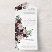 Moody Passions | Dramatische Paarse wijn Roos Entr All In One Uitnodiging (Binnen)