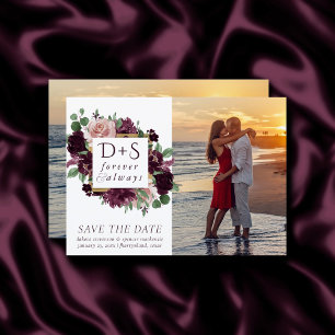 Moody Passions   Dramatische Paarse wijn Roos Foto Save The Date