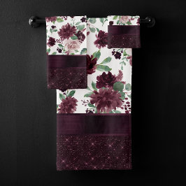 Moody Passions | Dramatische Paarse Wijn Roos Shim Bad Handdoek