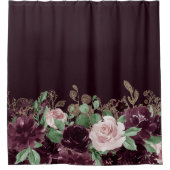 Moody Passions | Dramatische Paarse Wijn Roos Shim Douchegordijn (Voorkant)