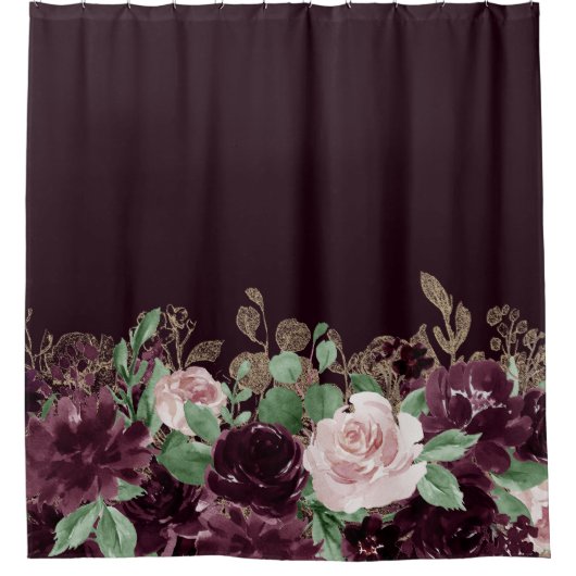Moody Passions | Dramatische Paarse Wijn Roos Shim Douchegordijn (Voorkant)