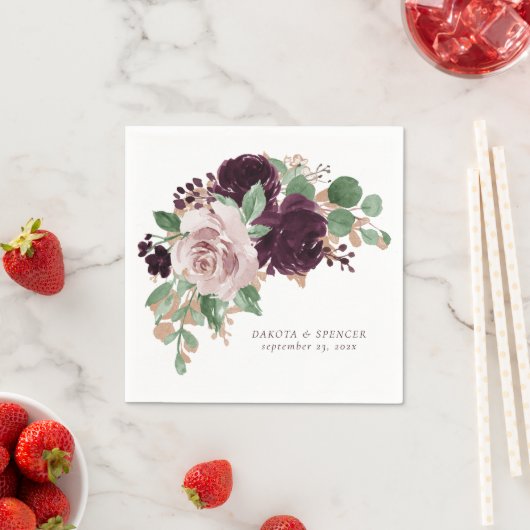 Moody Passions | Dramatische Paarse Wijn Rozen Cus Servet (Insitu)