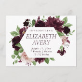 Moody Passions | Dramatische Paarse wijnfoto Geboo Aankondiging (Voorkant)