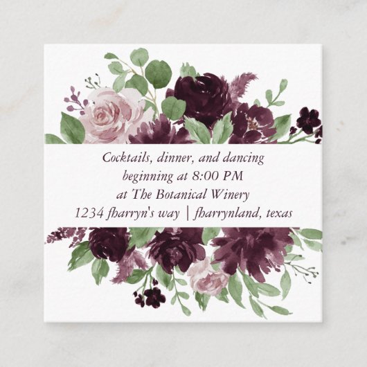 Moody Passions | Dramatische Paarse wijnontvangst Informatiekaartje (Voorkant)