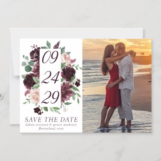 Moody Passions | Dramatische wijnfoto Save the Dat Magnetische Uitnodiging (Voorkant)