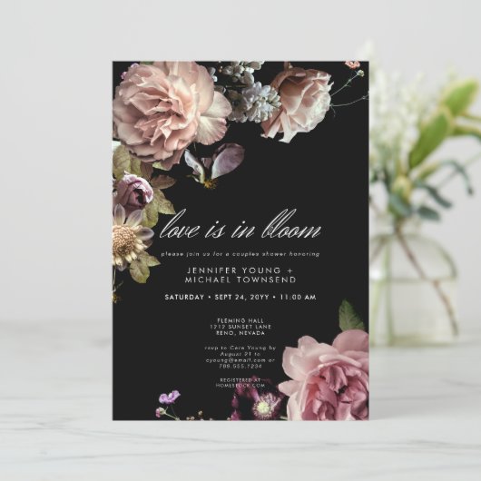 Moody pastel liefde is in bloei koppels douche kaart (Staand voorkant)