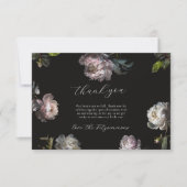 Moody Peony Dark Floral Baby Shower Bedankkaart (Voorkant)