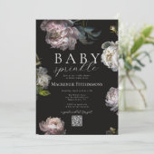 Moody Peony Dark Floral Baby Sprinkle Kaart (Staand voorkant)