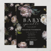Moody Peony Dark Floral Baby Sprinkle Kaart (Voorkant / Achterkant)