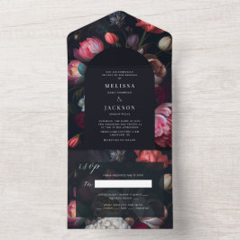 Moody Peony Floral Wedding Arch Invitation All In One Uitnodiging