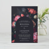 Moody Peony Floral Wedding Arch Invitation Kaart (Staand voorkant)