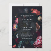 Moody Peony Floral Wedding Invitation Kaart (Voorkant)