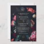 Moody Peony Floral Wedding Invitation Kaart<br><div class="desc">Moody peony floral bruiloft suite.</div>
