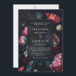 Moody Peony Floral Wedding Invitation Kaart<br><div class="desc">Moody peony floral bruiloft suite.</div>