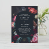 Moody Peony Floral Wedding Round Kaart (Staand voorkant)