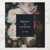 Moody Peony Painterly Bloemen Bruiloft Wijn Label Etiket (Enkel label)