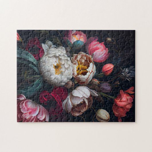 Moody Peony Painterly Floral Legpuzzel (Horizontaal)