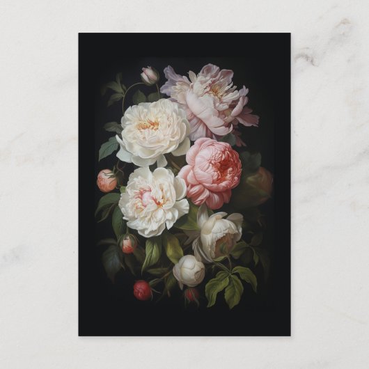 Moody Peony Roos Bloemen Details Behuizing Informatiekaartje (Achterkant)