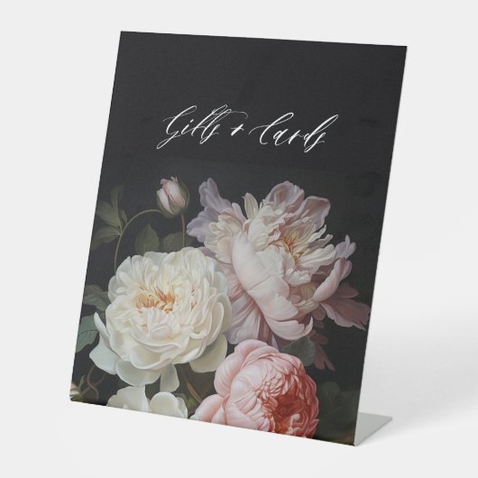 Moody Peony Roos Bloemengeschenken en Kaarten Reclamebord Met Voetstuk (Voorkant)