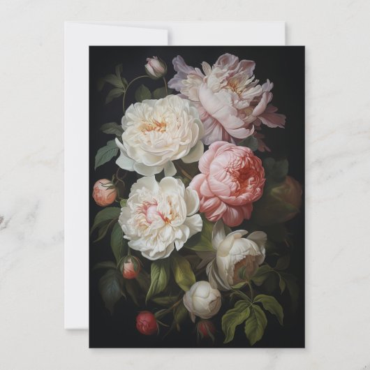Moody Peony Roos Floral bruiloft uitnodiging (Achterkant)