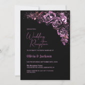 Moody Pink Floral bruiloft receptie Kaart (Voorkant)