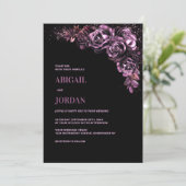 Moody Pink Floral Wedding Kaart (Staand voorkant)
