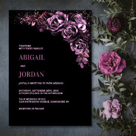 Moody Pink Floral Wedding Kaart