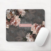 Moody Pink Flowers Elegant  Custom Name Muismat (Met muis)