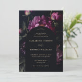 Moody Pink Peony  Boho Elegant Huwelijk Kaart (Staand voorkant)