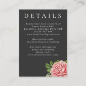 Moody Pink Peony Wedding Details Informatiekaartje (Voorkant)