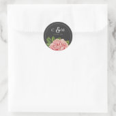 Moody  Pink Peony Wedding Ronde Sticker (Tas)