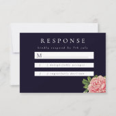 Moody  Pink Peony Wedding RSVP Kaartje (Voorkant)