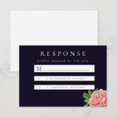 Moody  Pink Peony Wedding RSVP Kaartje (Voorkant / Achterkant)