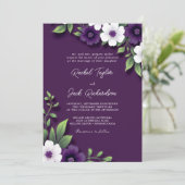 Moody Plum Blooms Dusty Shades Paarse bruiloft Kaart (Staand voorkant)