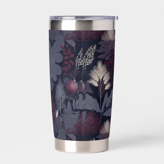 Moody Plum Fig Botanical Stainless Steel Tumbler Geïsoleerde Drinkbeker (Links)