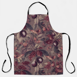 Moody Plum & Fig Leaves Apron | Artistic Botanical Schort