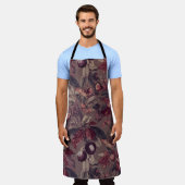 Moody Plum & Fig Leaves Apron | Artistic Botanical Schort (Gedragen)