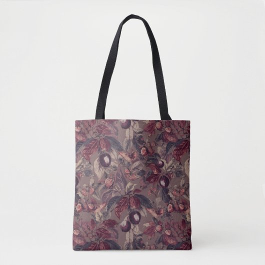 Moody Plum & Fig Leaves Tote Bag | Artistic Floral (Voorkant)
