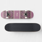 Moody Plum Floral Doodle Art Skateboard (Horizontaal)