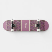 Moody Plum Floral Doodle Art Skateboard (Horizontaal)