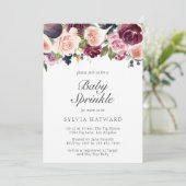 Moody Plum Floral en Fig Girl Baby Sprinkle Kaart (Staand voorkant)