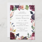 Moody Plum Floral en Fig Rehearsal Dinner Kaart (Voorkant)