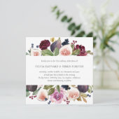 Moody Plum Floral en Fig Square Wedding Kaart (Staand voorkant)