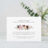 Moody Plum Floral Garland Wedding Directions Informatiekaartje (Staand voorkant)