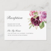 Moody Plum Floral Wedding Reception Informatiekaartje (Voorkant)
