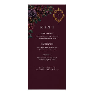 Moody Plum Noir Elegante Trouwreceptie Reclamekaart
