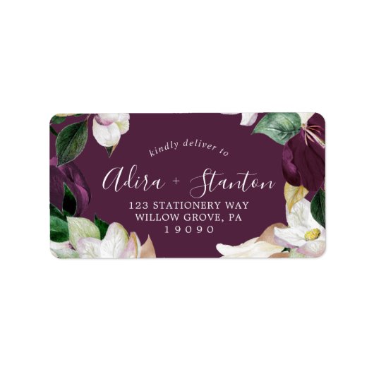 Moody Plum Paars Wedding RSVP Adresetiketten Etiket (Voorkant)
